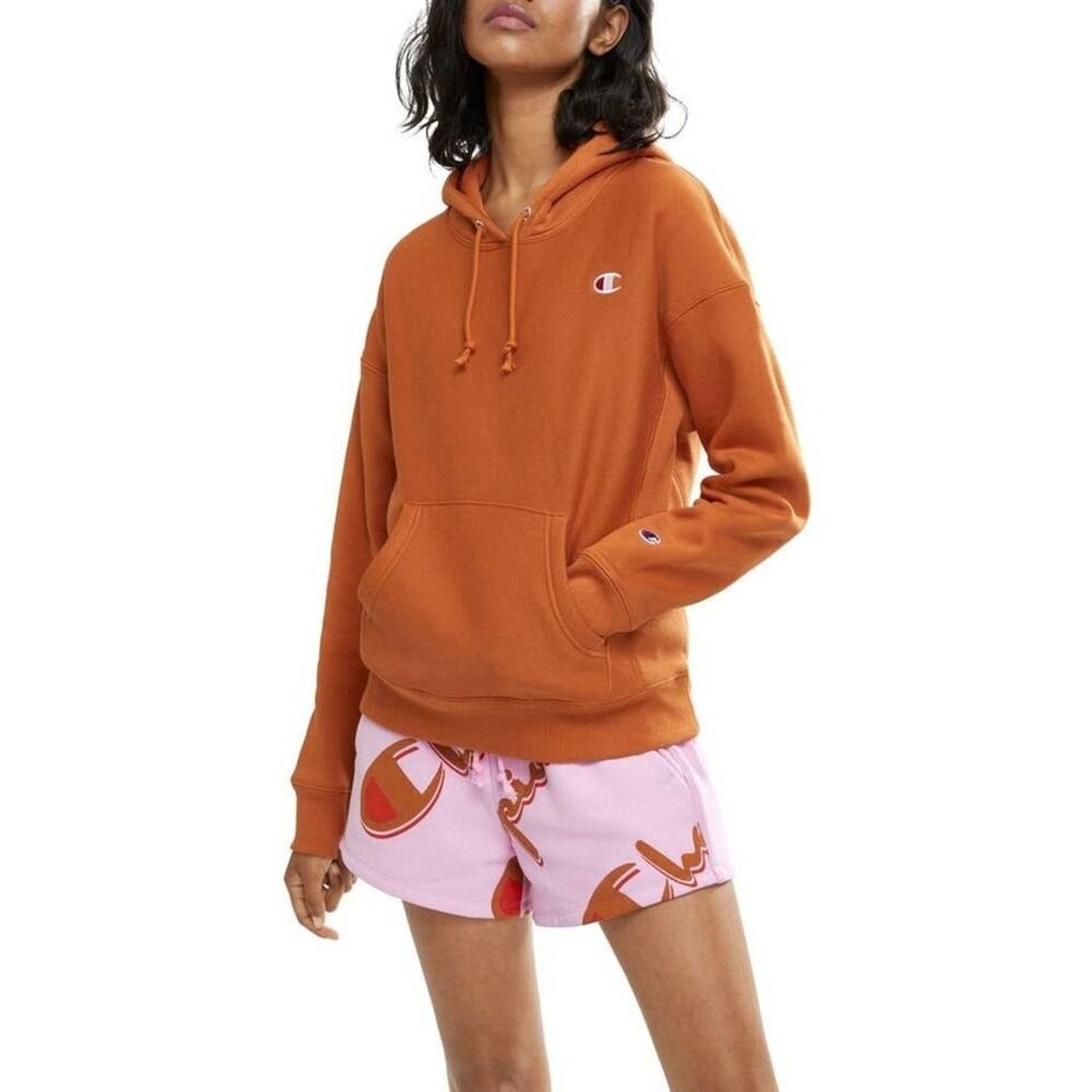Champion Reverse Weave Rust Orange Cropped Hoodie Hooded Sweatshirt Sz Med